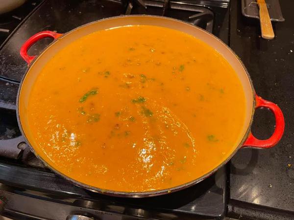 Roasted squash and bean soup
