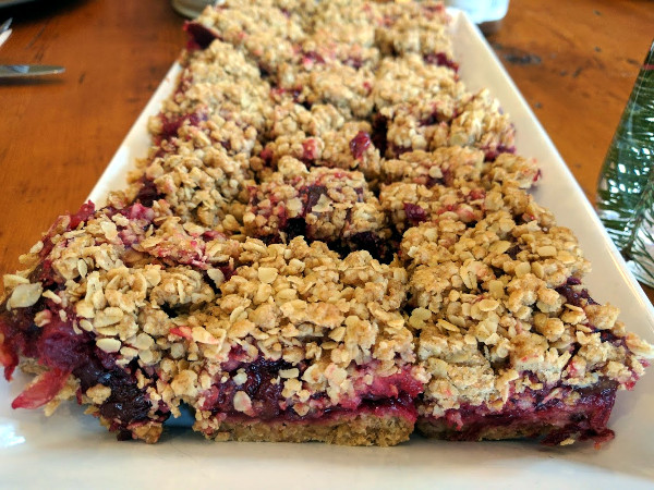 Cut squares on a serving tray