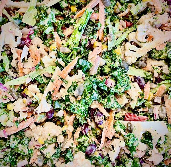 Southwest corn and black bean slaw